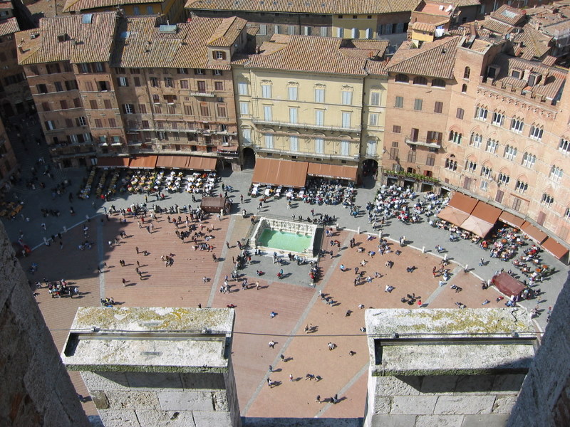 Piazza del Campo, Siena aerial view